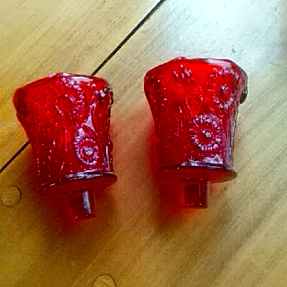 Vintage Red Glass Candle Holders?